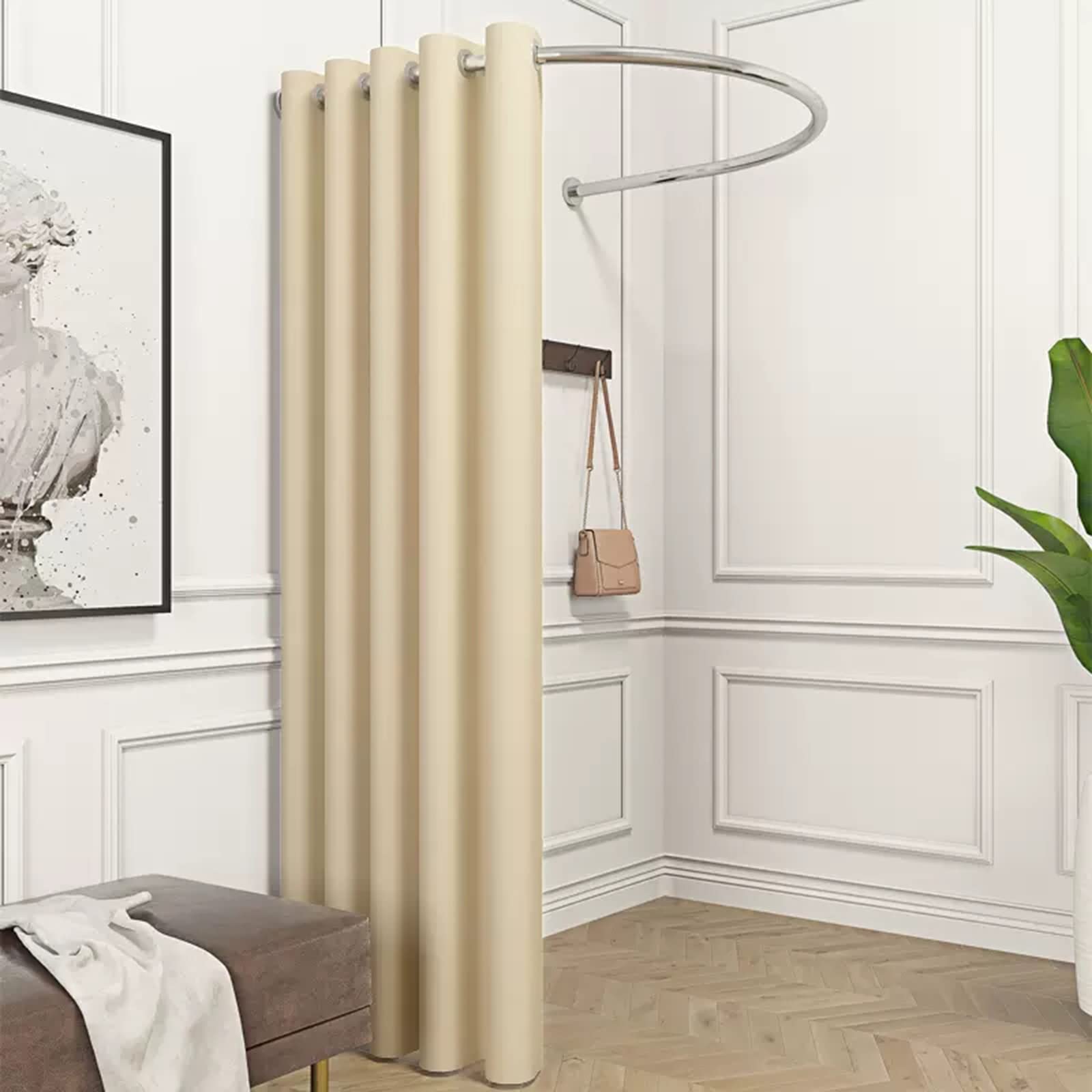 Cabine d'essayage amovible blanc cassé pour solutionner le manque d'espace