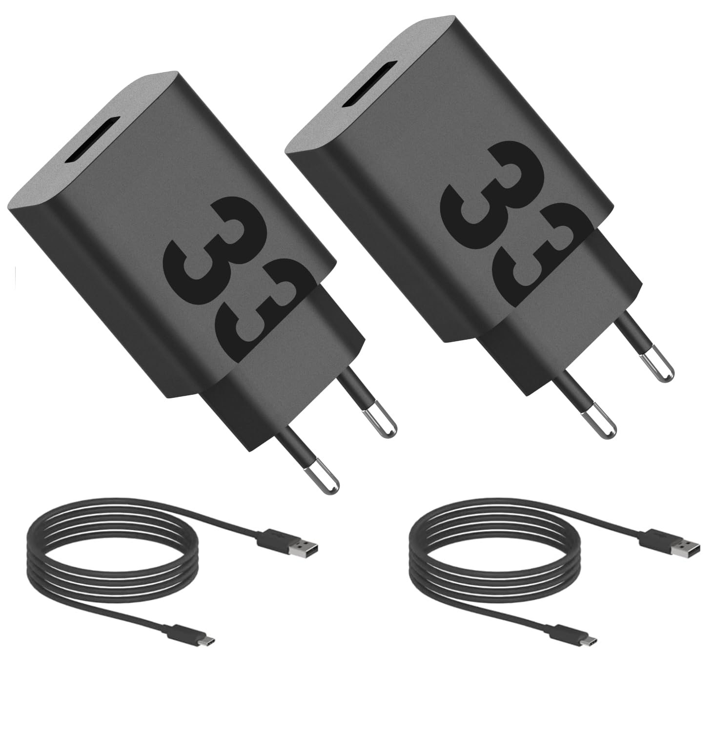 Motorola Chargers - Lot de 2 chargeurs/adaptateurs Secteur muraux Turbopower 33W avec 2 câbles USB-C de 1 m. Important Logo « M », Produit Authentique.