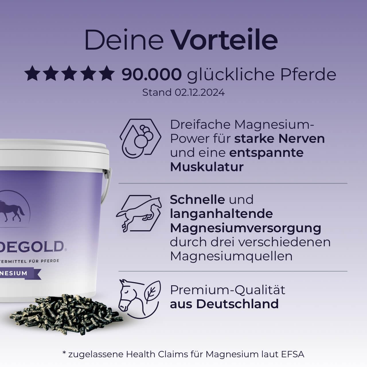 Magnésium 1,5 kg – Granulés pour chevaux avec complexe de magnésium & oméga 3 – Soutient les muscles – 100 % naturel et sans dopage – Haute biodisponibilité