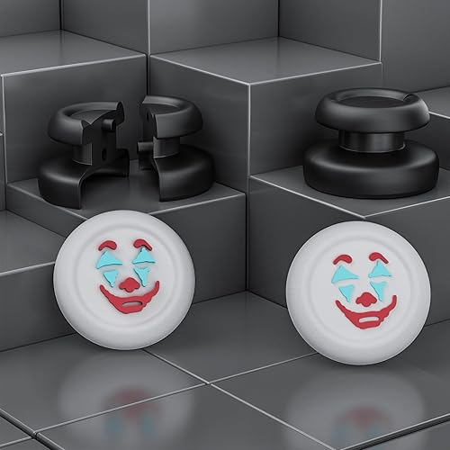 Miniatura 2 de PlayRealm NO FALLING OFF Thumbstick Extender & Silicone Grip Cover 2 Sets for PS5 & PS4 Controller (Joker White)