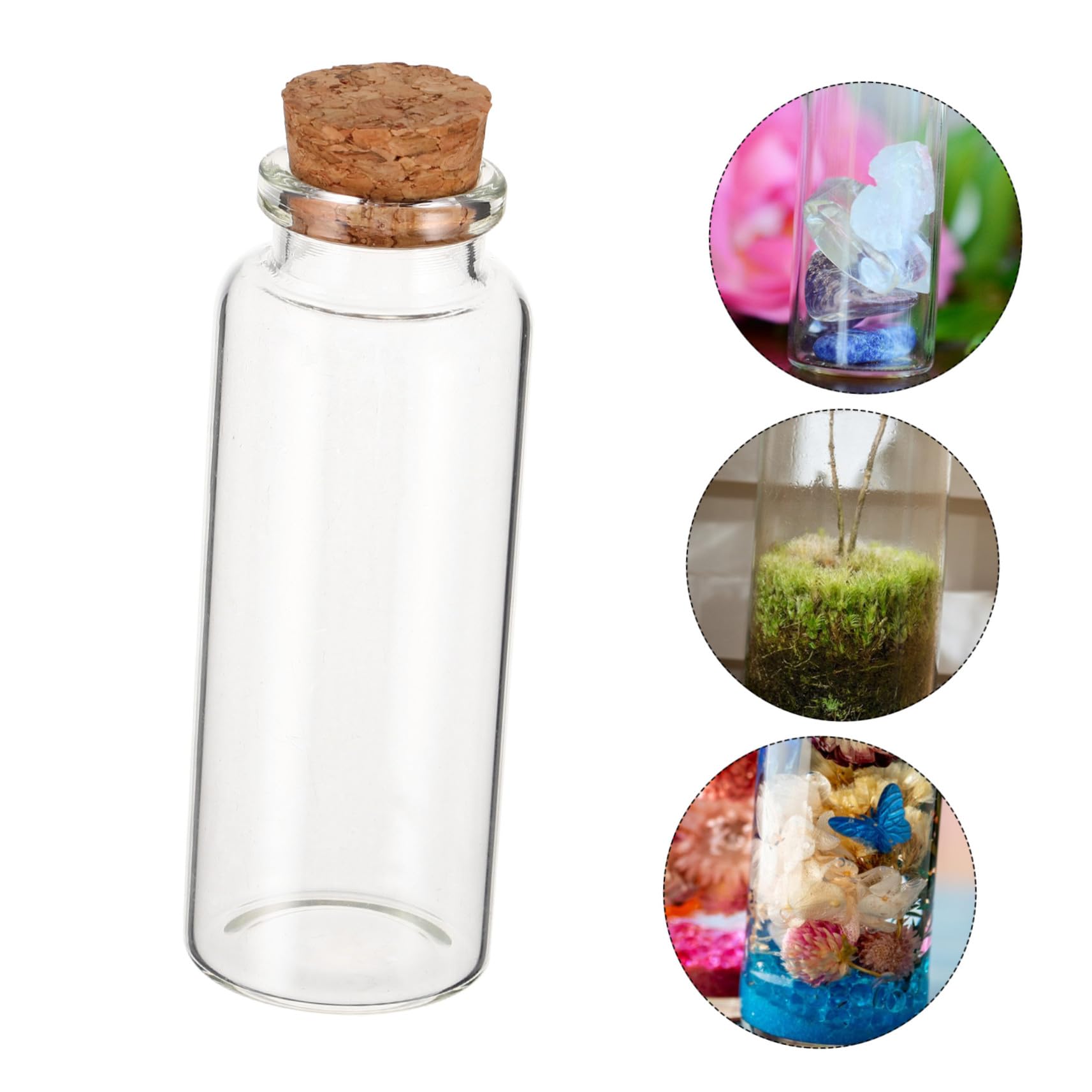 50 pezzi Mini Bottiglie in Vetro con Tappo in Sughero Morbido Barattoli Trasparenti Decorativi per Messaggi di Auguri Bomboniere Matrimonio e Decorazioni per Casa e Ufficio