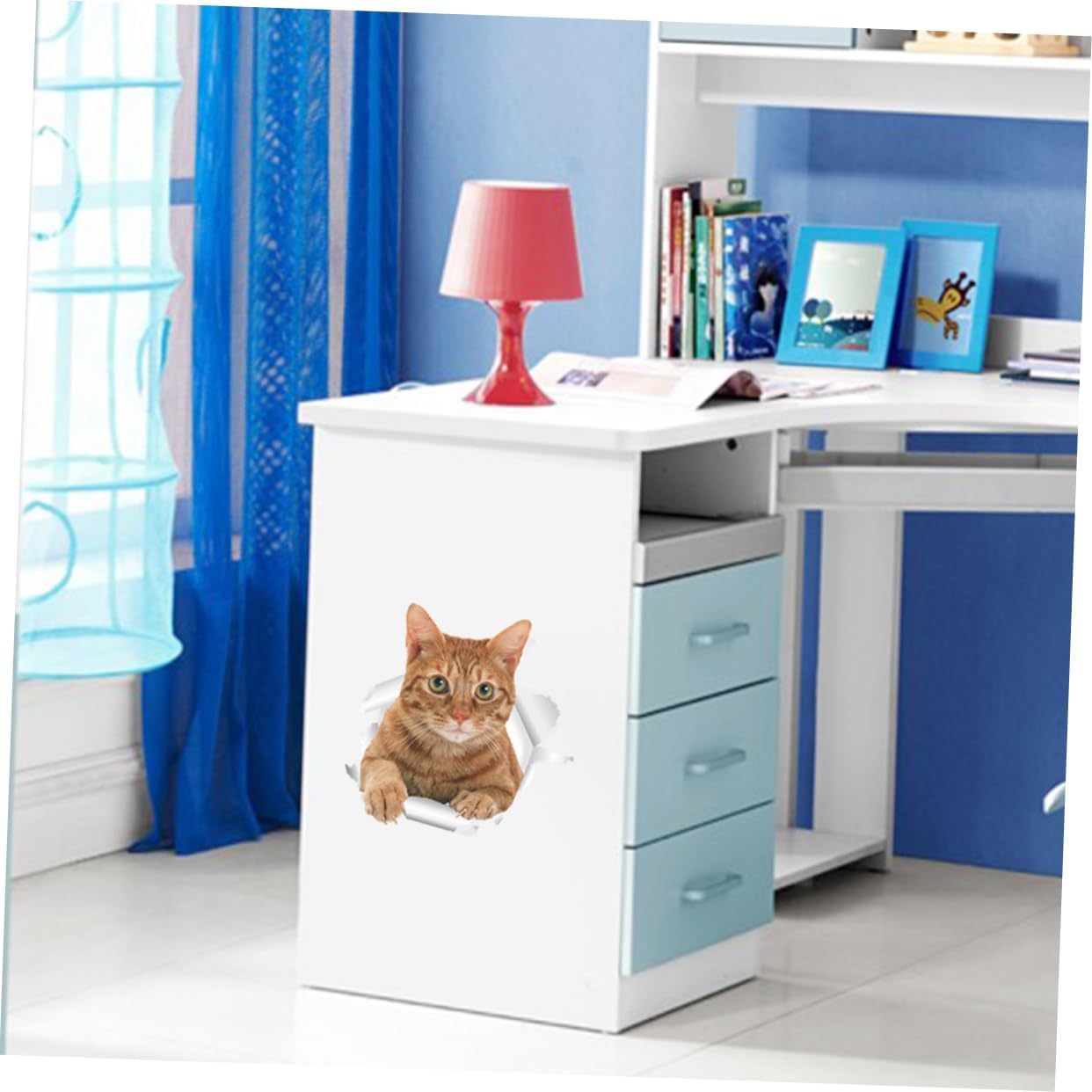 Pegatinas de pared de gatos 3D póster gato oficina decoración de baño baño caja de arena gato calcomanías de pared y murales niñas animales soporte de papel higiénico pegatinas pegatinas