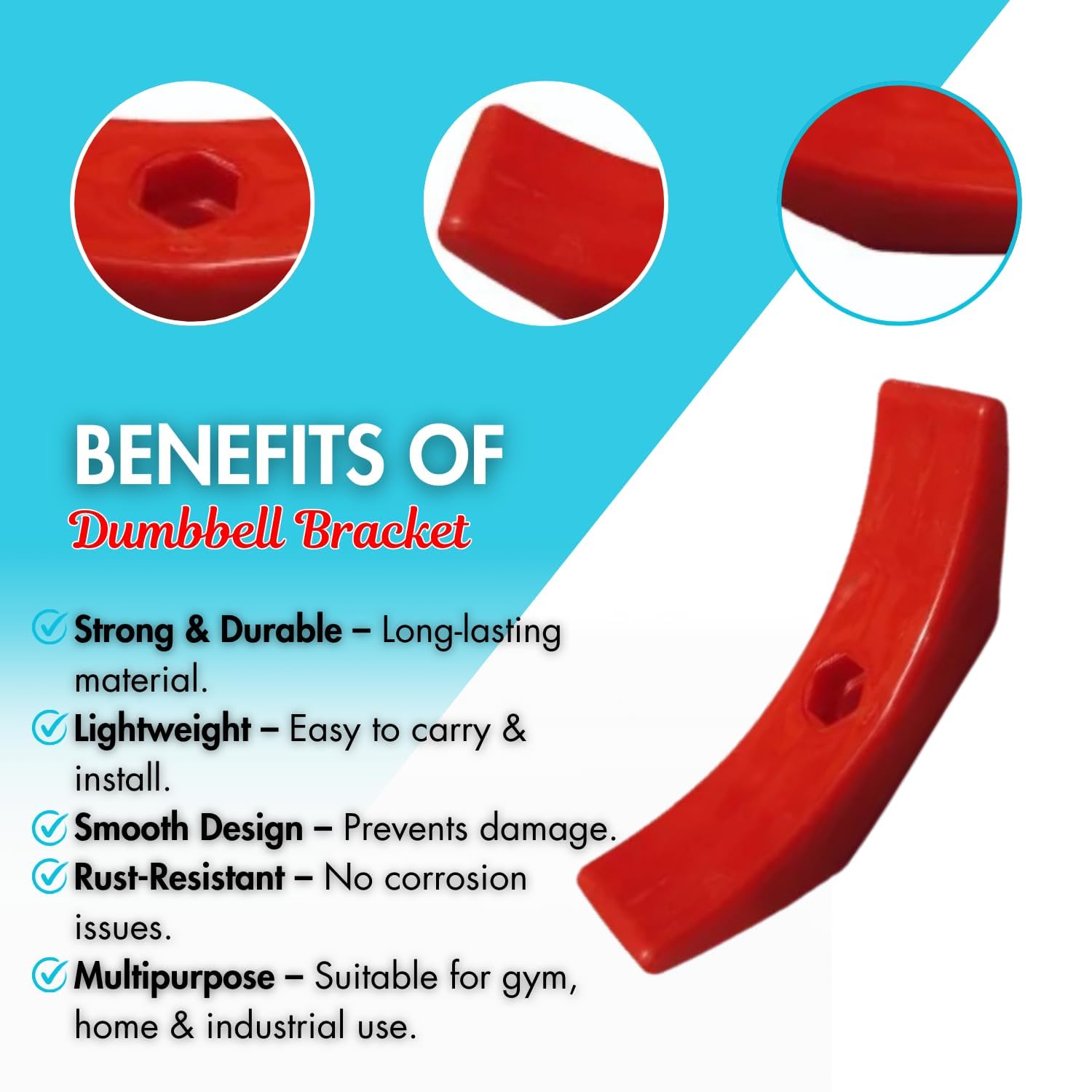 MRT SPORTS Dumbbell Rack Saddles (Pack of 20) - Heavy-Duty Plastic Replacement Brackets for Dumbbell Stand, Gym Weight Storage Organizer - Red 2