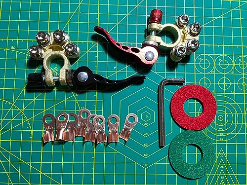 SUNMORN Battery Terminal Connectors, Multiple Battery Terminals, Quick Disconnect Quick Release Heavy Duty Car Marine Top Post Clamps, with Allen Wrench, Washers, 8 Pcs Ring Terminals (Gold) - Thumbnail 5