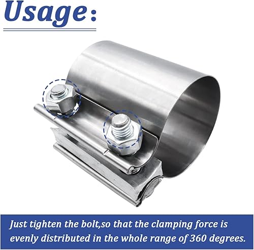 Miniatura 8 de Dianrui 2 abrazaderas de acero inoxidable para junta a tope de 1.75 pulgadas, abrazadera de ensanchamiento universal de 1.75 pulgadas para sistema
