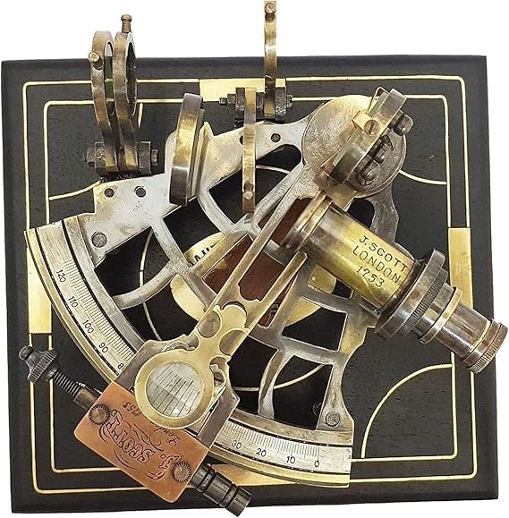 Brass Nautical Maritime Sextant for Office & Home Decor Rustic Vintage Sextant with Wooden Box 5" Inch