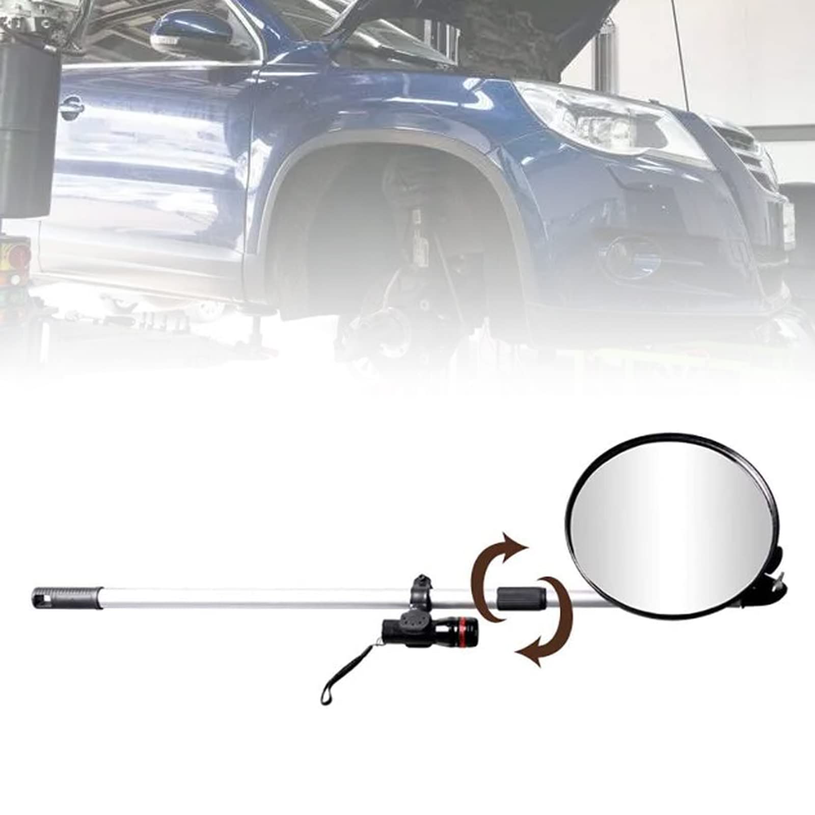 Einziehbarer Inspektionsspiegel, Faltbarer Beleuchteter Inspektionsspiegel Mit Led-Licht, Robuster, Rutschfester Griff Für Die Inspektion Von Autos, Maschinen Und In