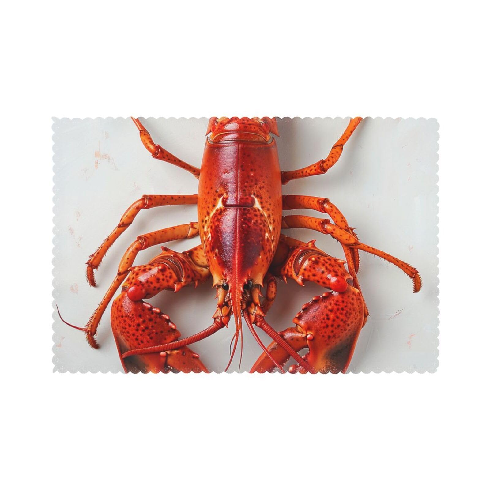 Lobster Printed Placemat Heat Resistant Place Mats Set of 6 PCS Washable Kitchen Table Mats, 12x18 Inch