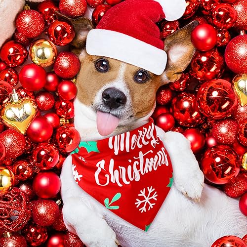Image of Abbylike 50 Pcs Christmas Dog Bandanas Bulk, Snowman Santa Snowflake