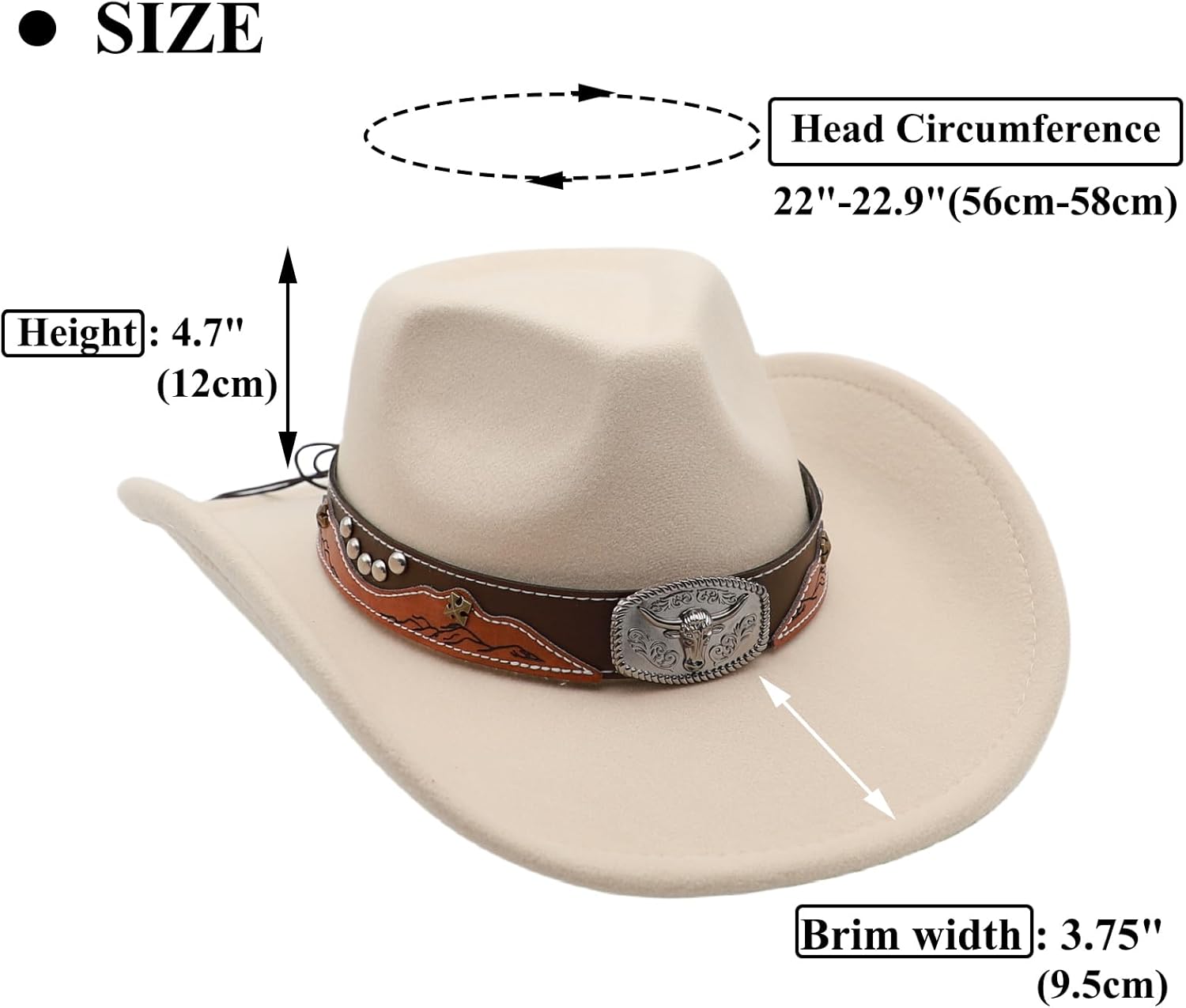 Western Cowboy Hat for Men Wide Brim Cowgirl Hat for Women Unisex Classic Cowboy Hats - Image 3