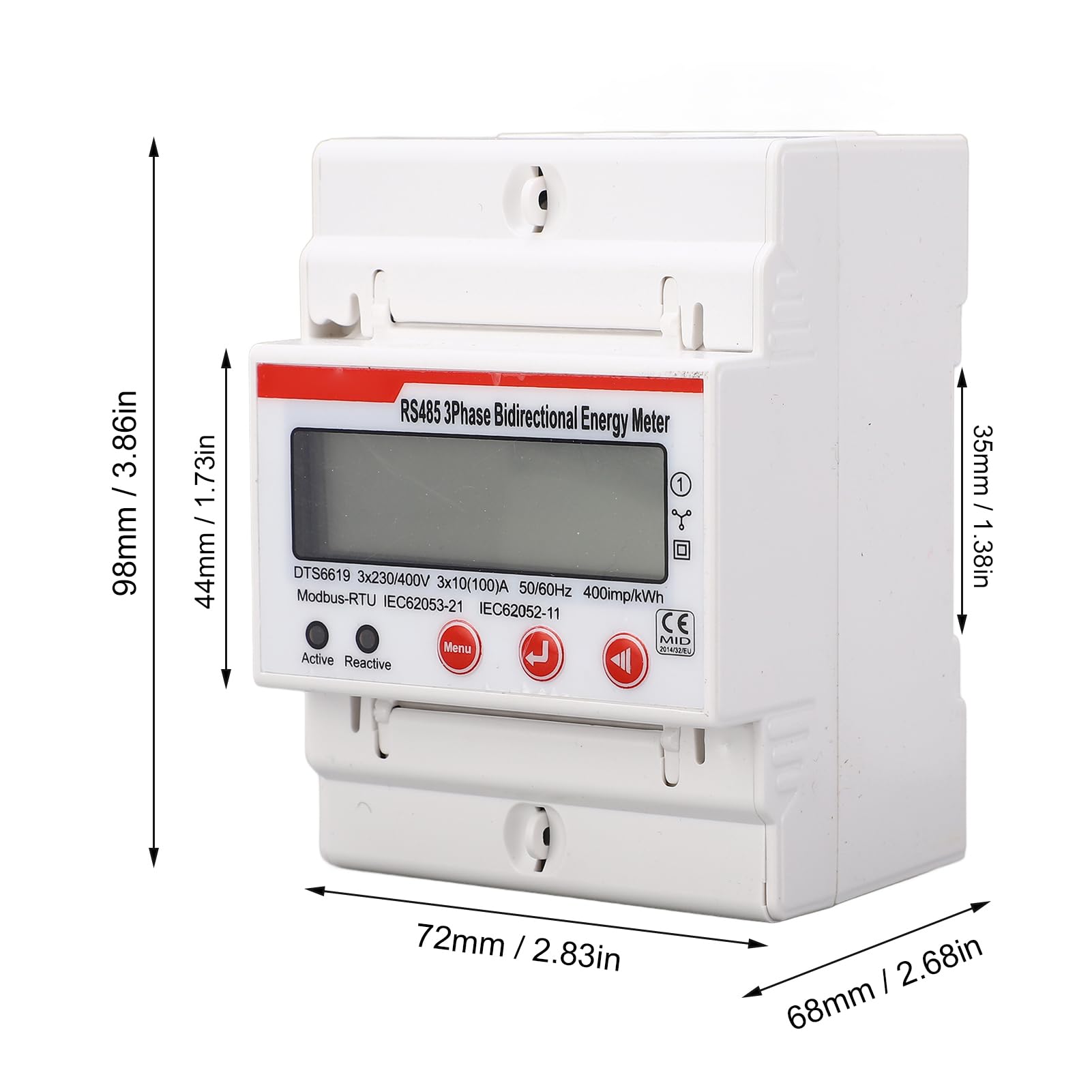 WALFRONT Misuratore di Energia Trifase, Monitor del Consumo Energetico, Voltmetro Amperometro su Guida DIN, Misuratore di Potenza Multifunzionale