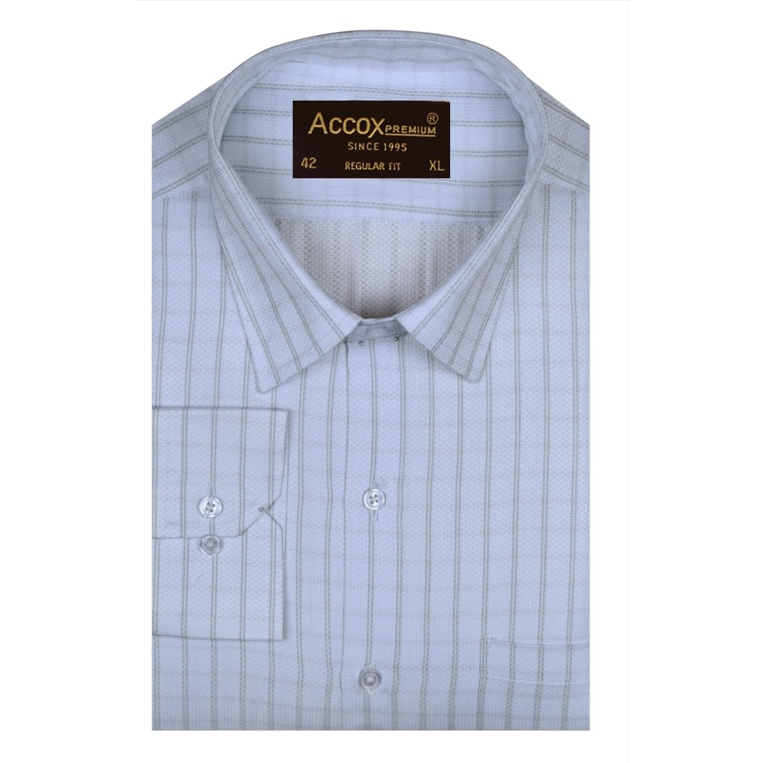 accox Men's Breathable Cotton Long Sleeves Striped Checkered Regular Fit Shirt (GCR523)-picture-31
