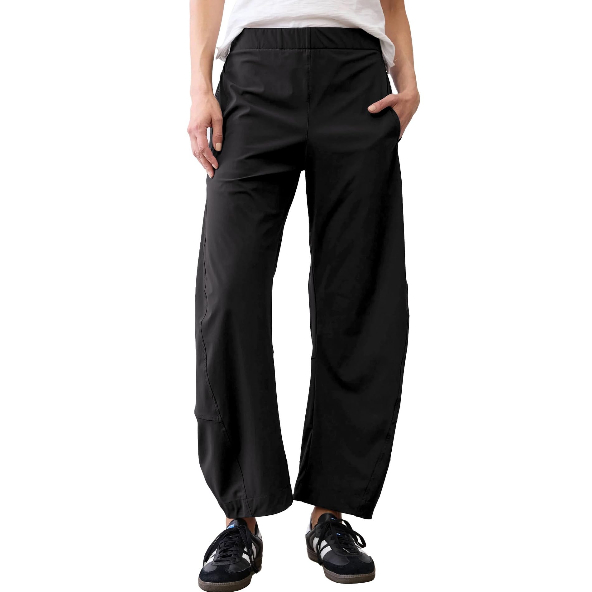 Songling Womens Barrel Pants Wide Leg High Waisted Ankle Business Work Pants Travel Casual Trousers with Pockets