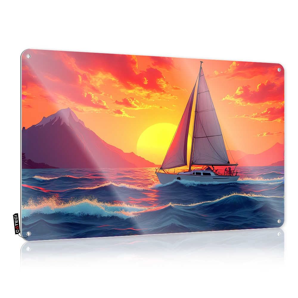 Fzfn Colour Music Decor Slow Decoration - Sailing Into The Sunset: A Serene Journey Haves Rustic Wall Hanging(30X40cm)