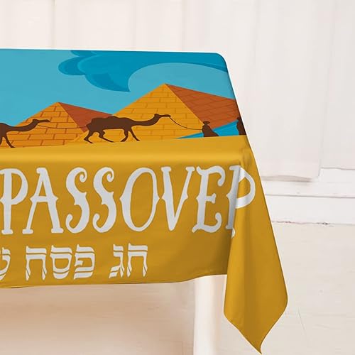 Miniatura 4 de Mantel de feliz Pascua Pesaj Seder Matzo con éxodo judío de Egipto, decoración de fiesta, hogar, cocina, comedor, mesa, 60 x 84 pulgadas