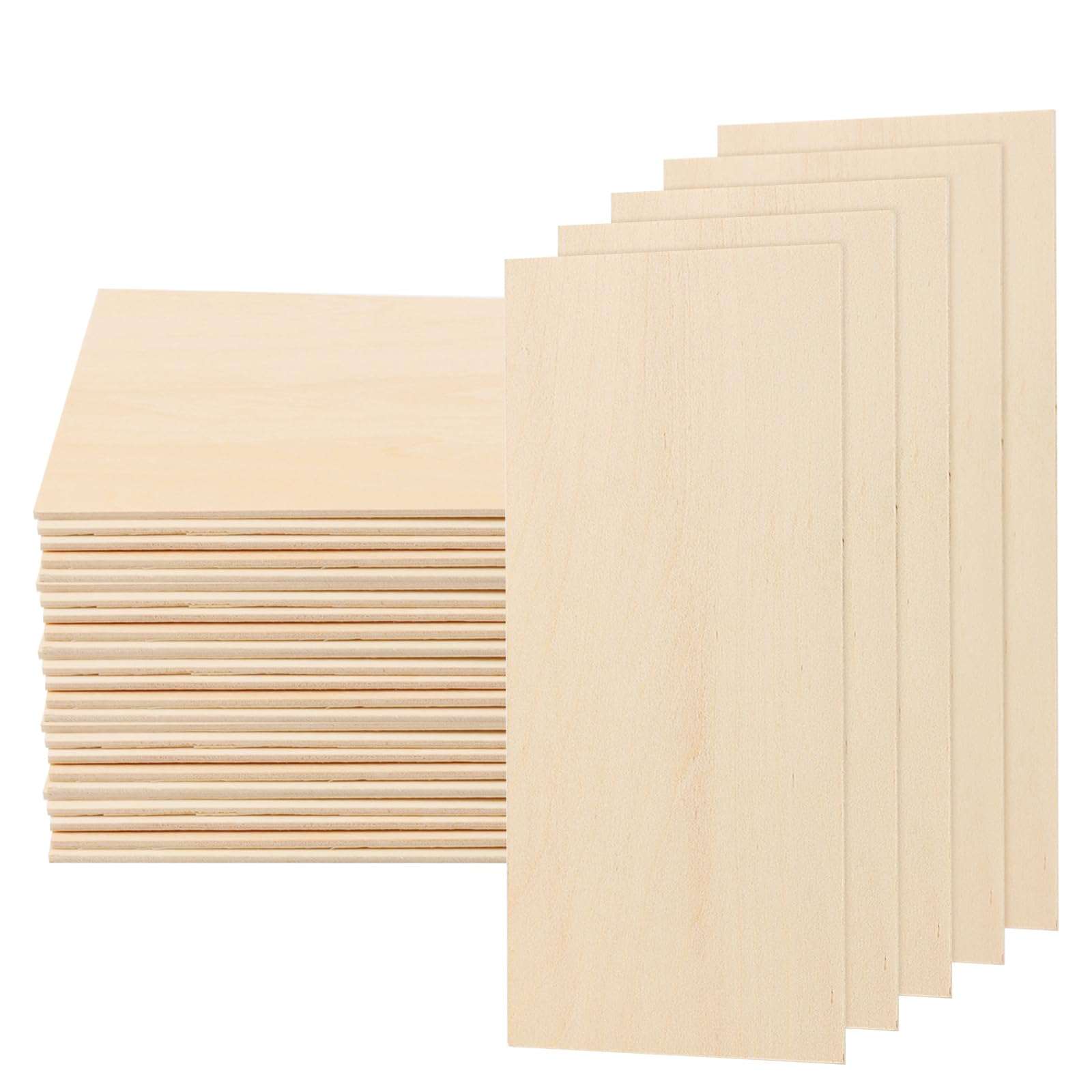 LEXININ 30 PCS 100 x 200 x 2mm Wood Sheets, Thin Wooden Basswood Sheets, Unfinished Plywood Board for Craft DIY