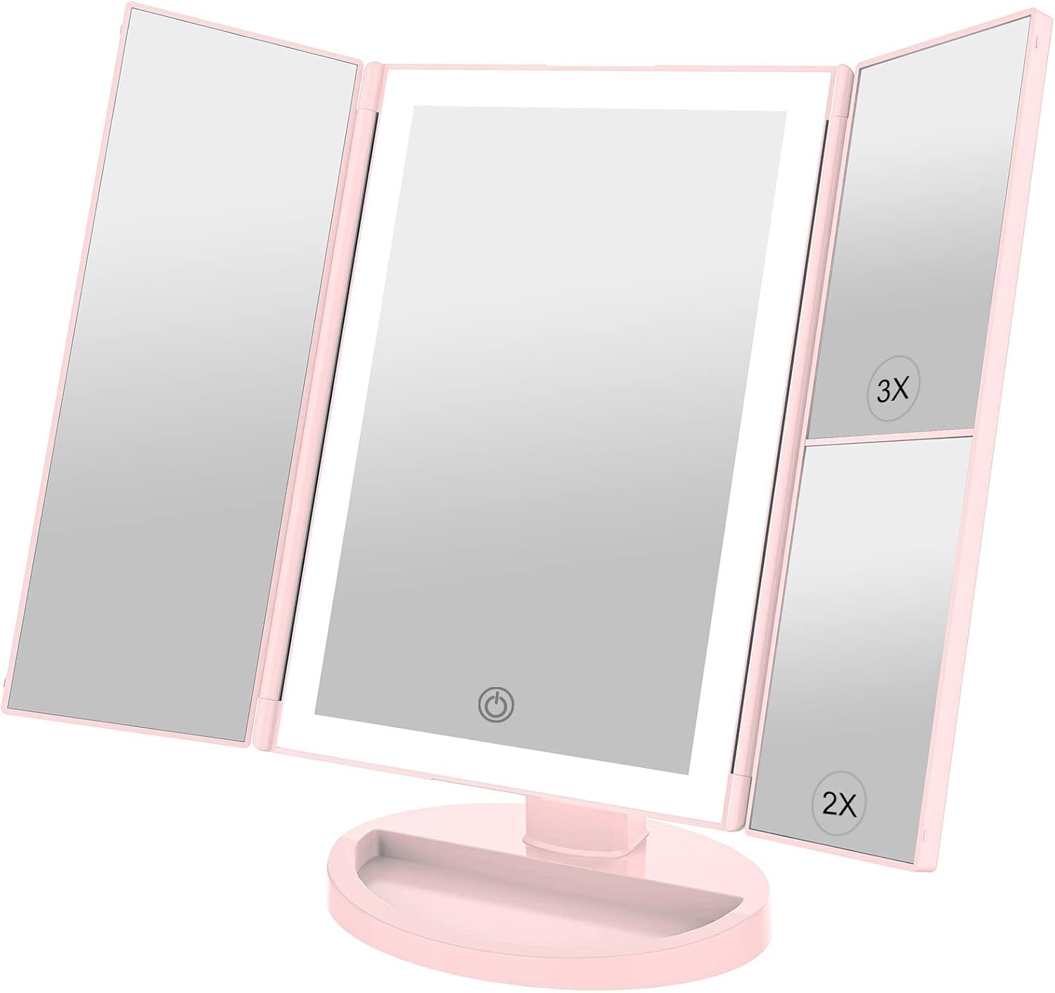 WEILY Makeup Vanity Mirror with 3x/2x Magnification,Trifold Mirror with 36 Led
