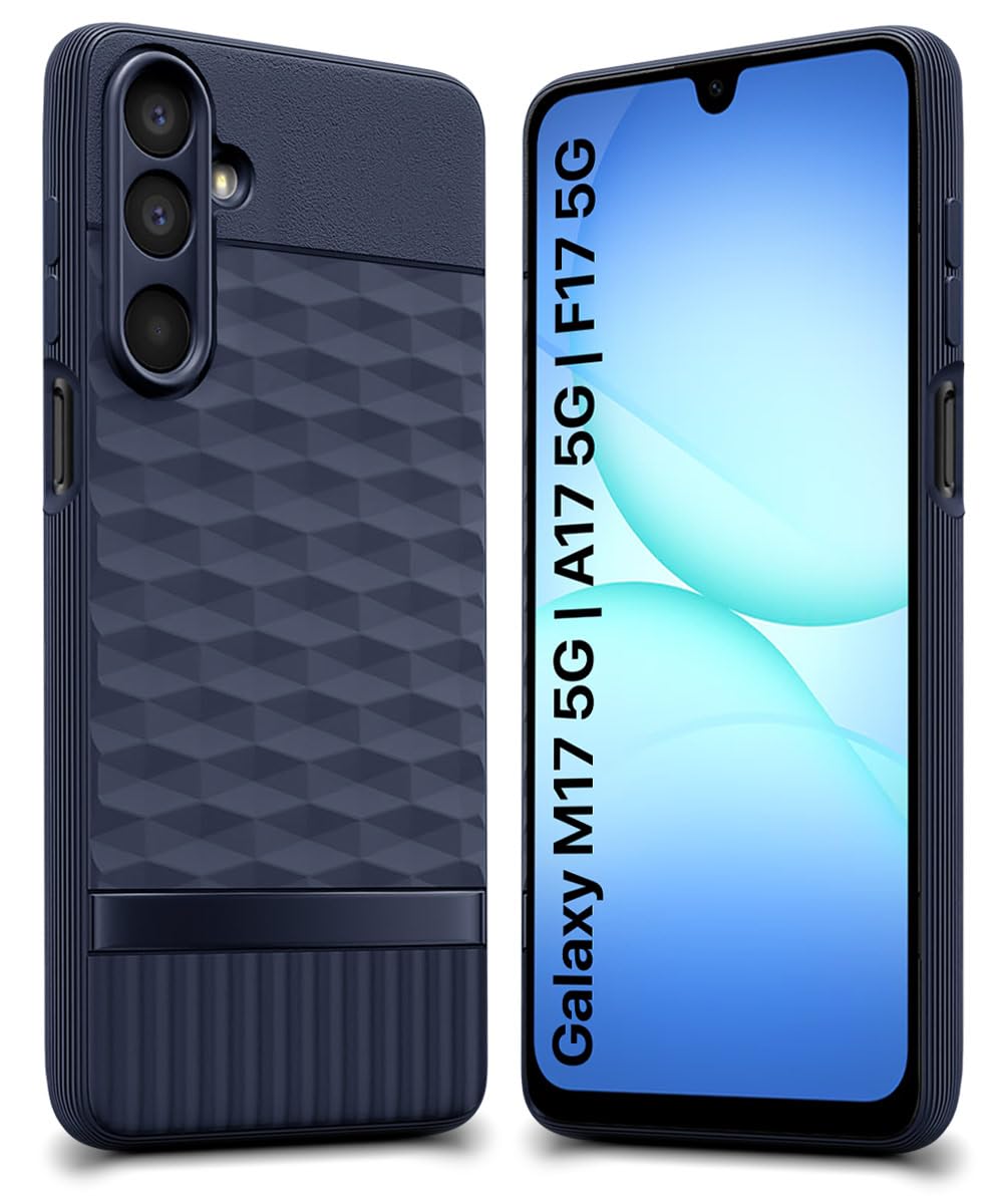 WOW IMAGINE Back Cover for Samsung Galaxy M17 5G | A17 5G | F17 5G with Hexa Cube Design | Ultra Slim Soft Rubberised Case | Inner Velvet Fabric | Flexible Mobile Case | Camera Protection - Blue-image-26