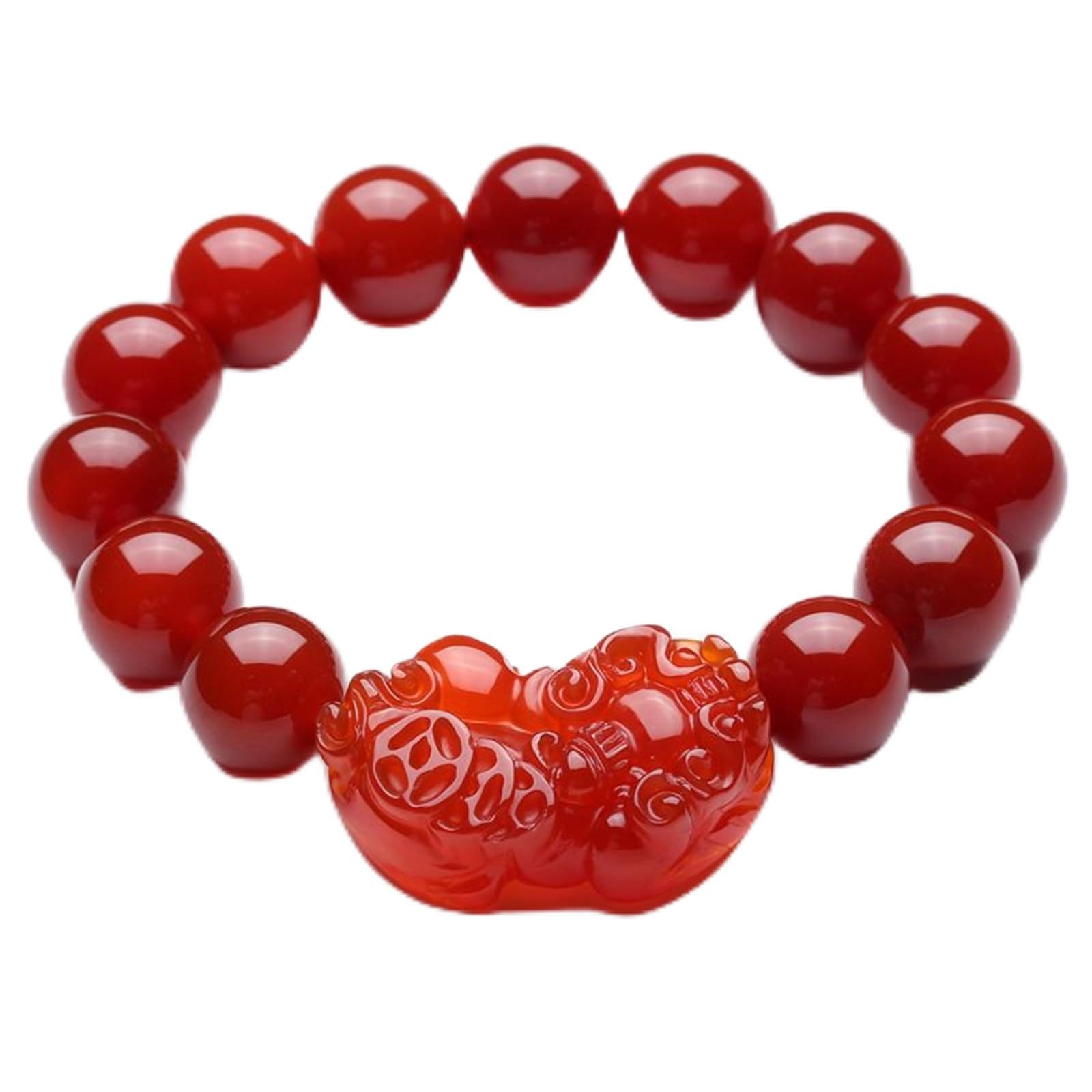 Panchitalk Natural Red Agate Bracelet Feng Shui Wealth Pi Xiu Bracelet Good Luck Bangle Gifts for Women Men