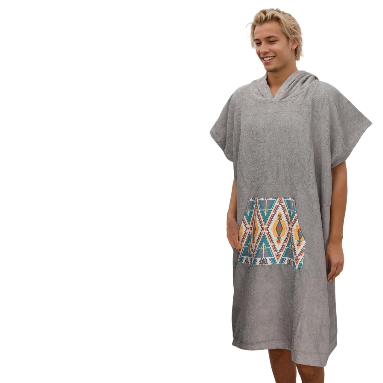 Poncho de bain adulte à séchage rapide avec capuche et grande poche avant