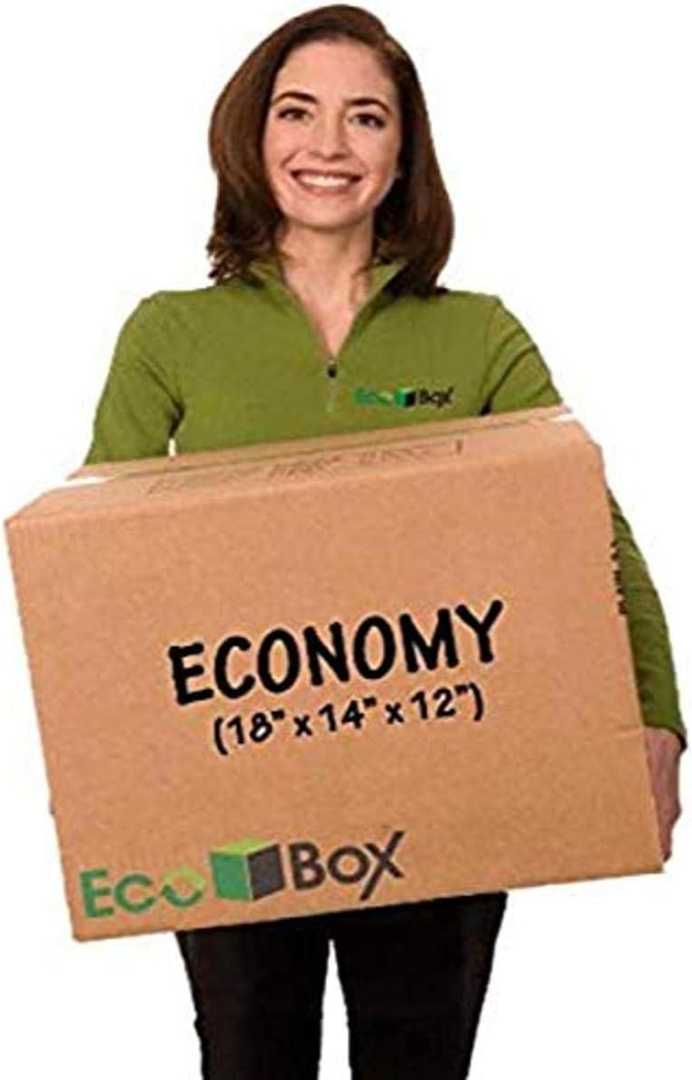 EcoBox Medium Moving Box Economy Size 18 x 14 x 12 Inches Pack of 10 (V-11232)