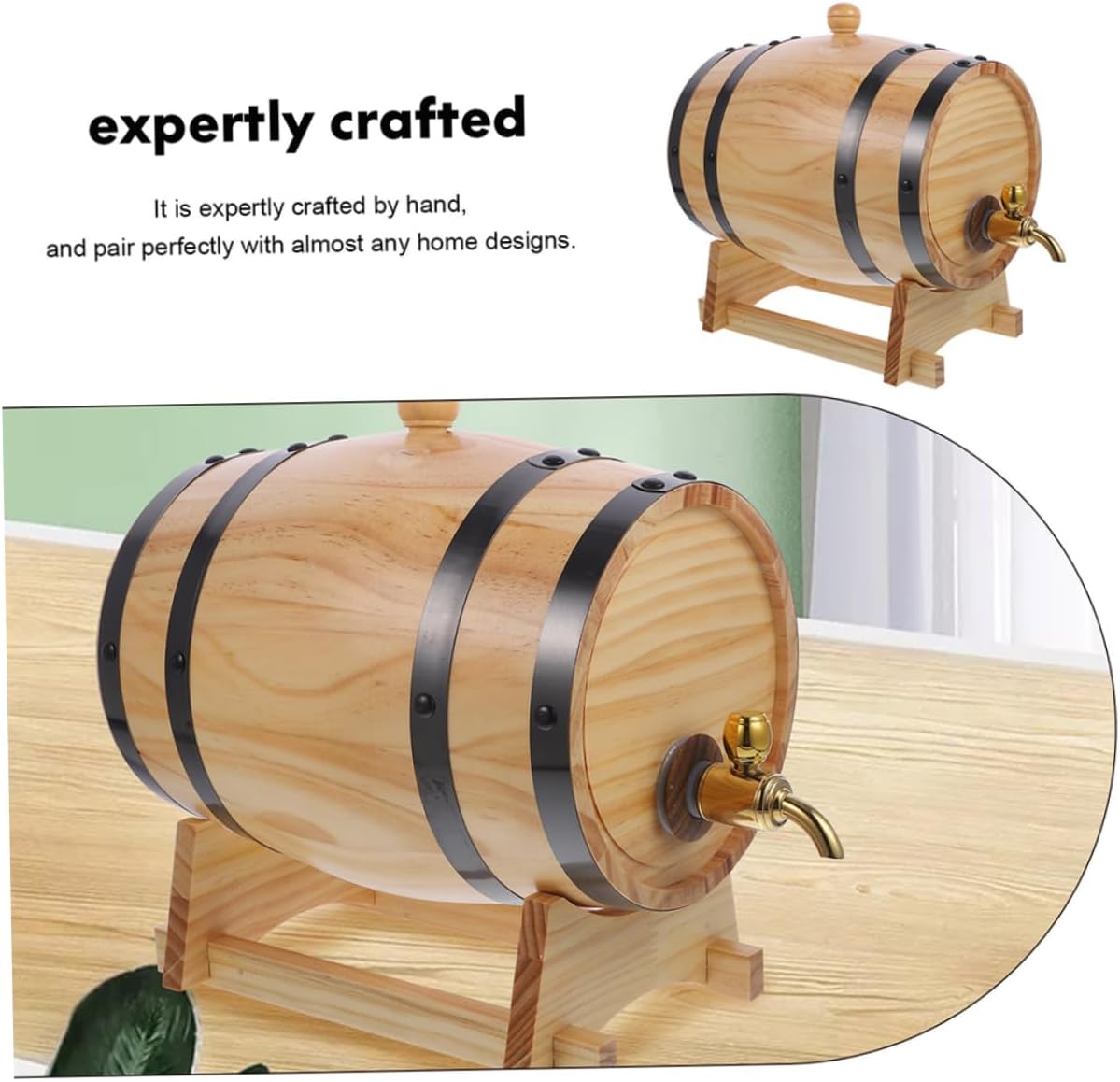 Wooden Wine Barrel Capacity for Home Parties Beer Container with Faucet for Storing Wine Beer More for Wine Lovers