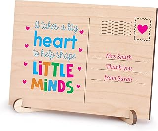 PERSONALISED Teacher Appreciation Gifts - Teacher Thank You - End of Year Gifts for Teaching Assistant - A6 Size Teacher Postcard Gifts - It Takes A Big Heart To Help Shape Little Minds Gifts