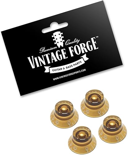 Miniatura 2 de Vintage Forge Pomos de campana dorados compatibles con guitarra eléctrica Gibson Les Paul (juego de 4) se adapta a 24 macetas de eje dividido de