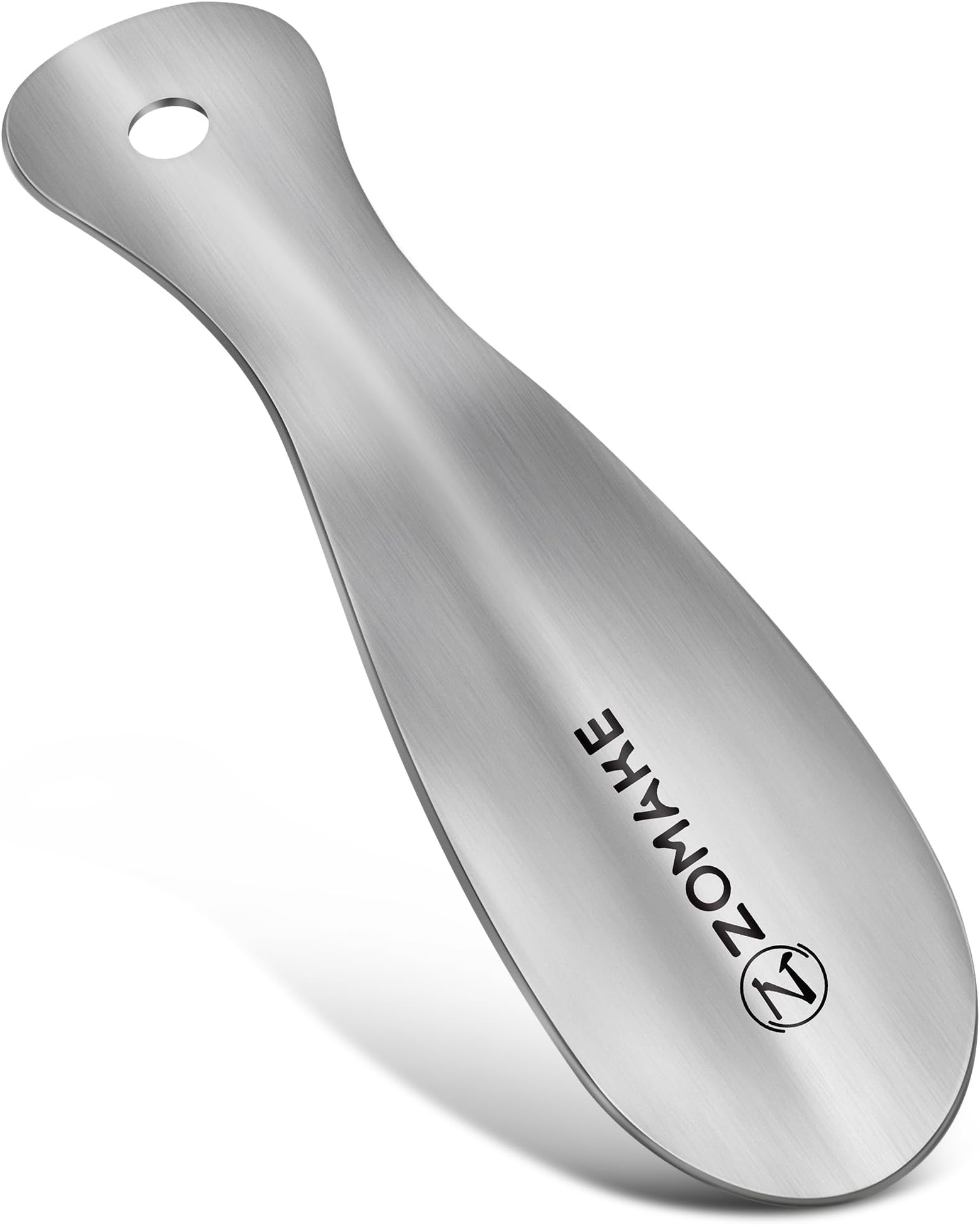 Metal Shoe Horn, 19CM Travel Shoehorns, Stainless Steel Short Handle Shoe Helper Stick, Small Portable Shoe Spoon with Hole for Men Women Kids Seniors