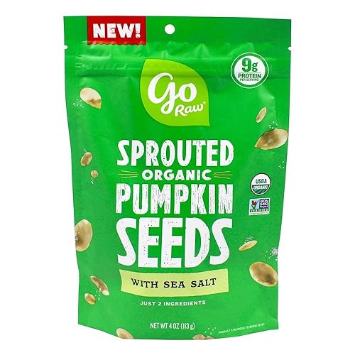 Go Raw, Semillas de calabaza germinadas con sal marina, orgánicas, 4 onzas