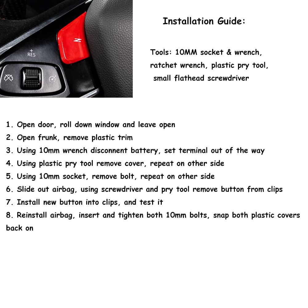 Translucent Z Button Replacement For Chevrolet C8 Corvette Stingray (2020-2023) – Red/Blue Steering Wheel Control Switch