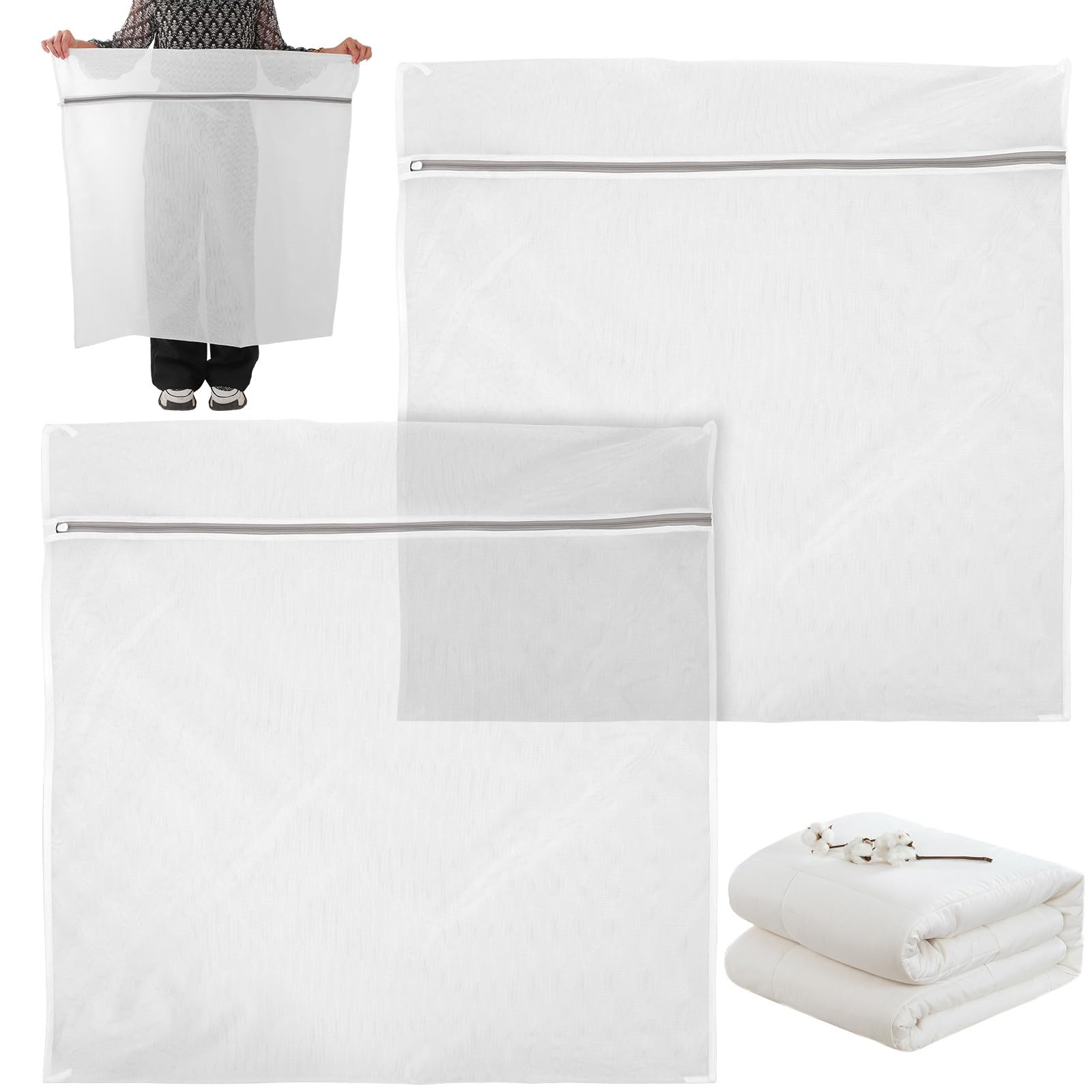 Bolsas de lavandería de malla blanca extra grandes para ropa y alfombras en lavadora