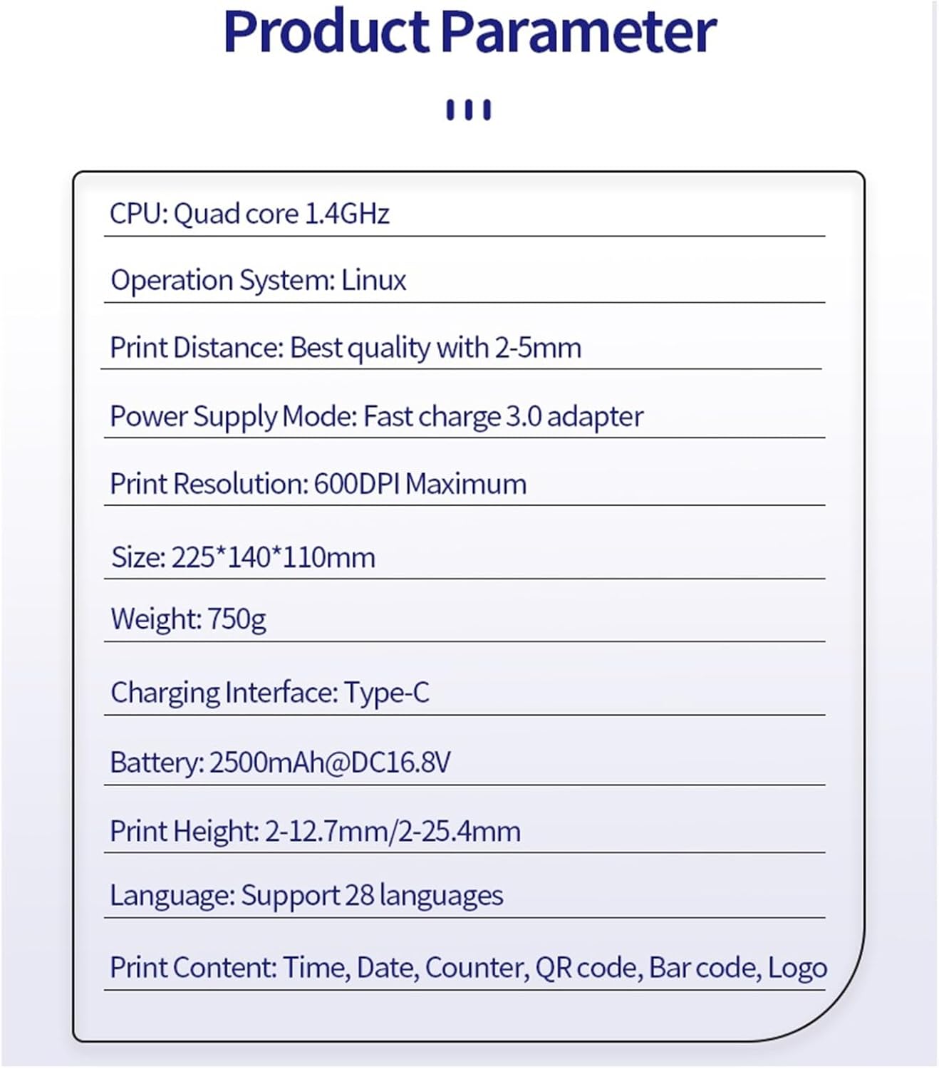 0.5/1 inch 600DPI Portable Handheld Inkjet Printer for Text QR Barcode Batch Number Logo(25.4mm with 1 Ink,JP)