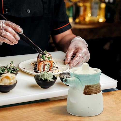 Miniatura 4 de Dispensador de salsa de cerámica, botellas de vinagre de salsa de soja con estilo para cocina, soporte ligero para condimentos de aceite y