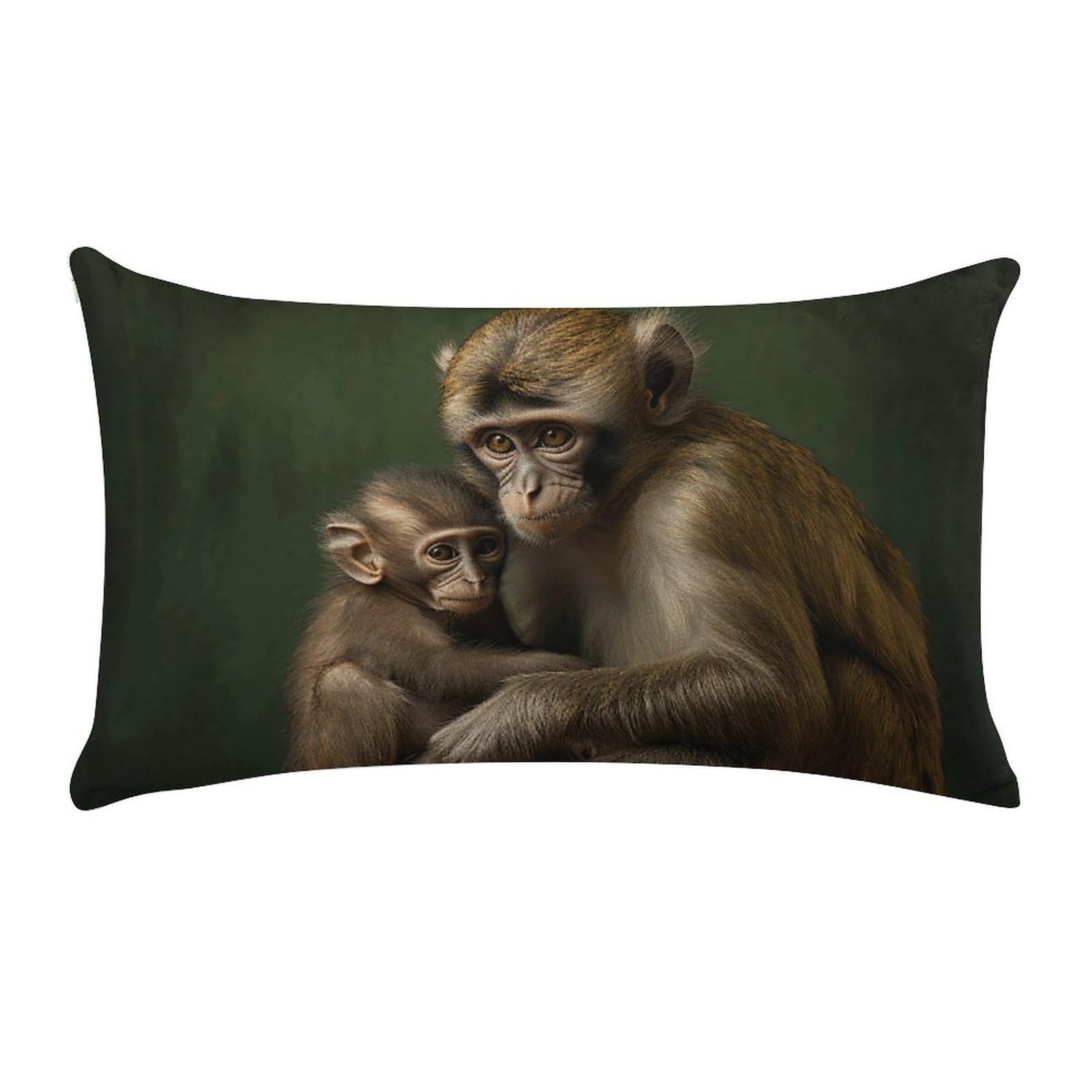 Wildlife Monkey Pillow Cases for Sofa, Super Soft Plush Pillow Cover with Zipper, Luxury Cozy Pillow Shams for All Seasons, Lightweight Pillowcases for Bedroom, 12" X 20"