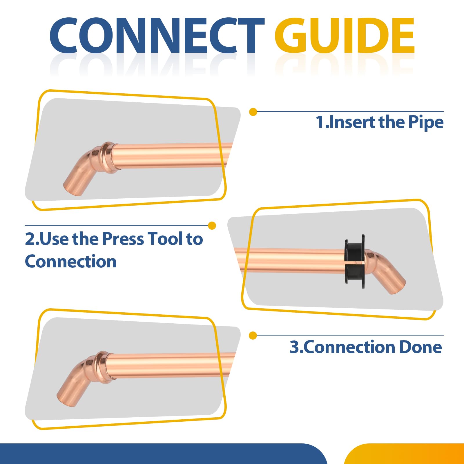 (Paquete de 10) Conectores de Codo de Cobre GUOFIS LF para Calle, Codo de 45 Grados de Ajuste a presión de 3/4" FTG x 3/4" para conexión de tubería de Cobre (PRESS038)