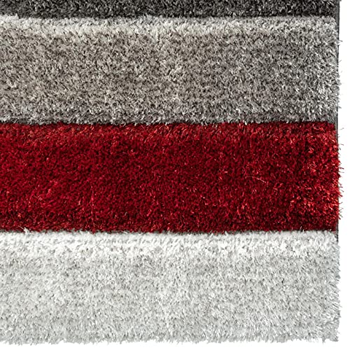 Image of Carpets for Living Room 5 x 7 Feet Soft Smooth Thick Non-Slip Fluffy Shaggy Area Rug for Bedroom, Drawing, Kids Room, Office with Upto 2 Inch Microfiber High Pile (RED Gray A)