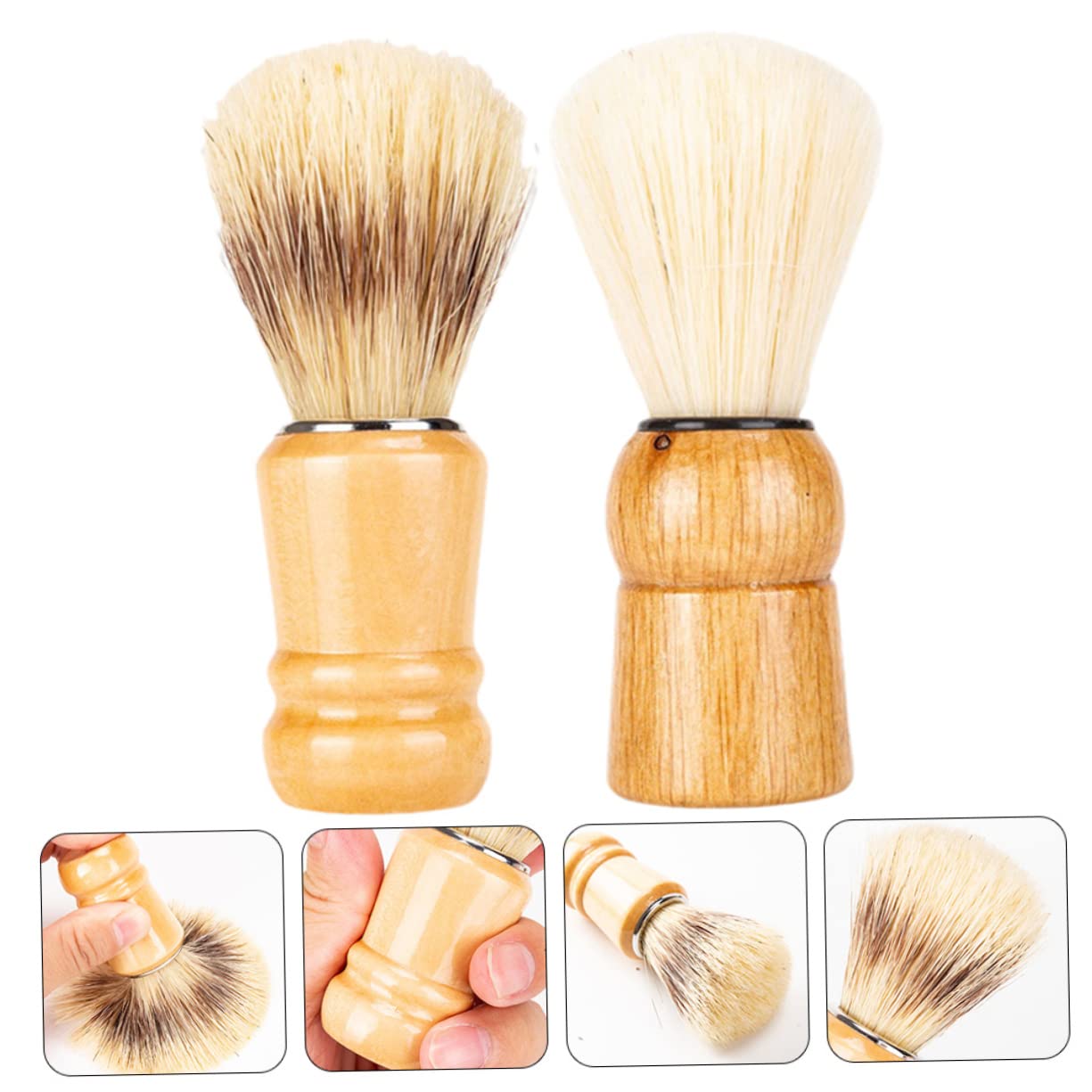SHERCHPRY 2pcs Shaving Brush with Handle Durable Brush for Rich for Home Salon Use Father Day Men
