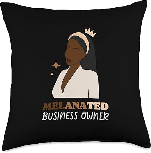 Melanated Business Owner Black Woman Pride African Almohada americana, 18x18, multicolor