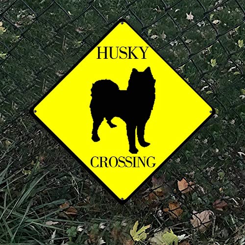 Panneau Husky Crossing en métal rouillé déco de jardin extérieur résistant aux intempéries