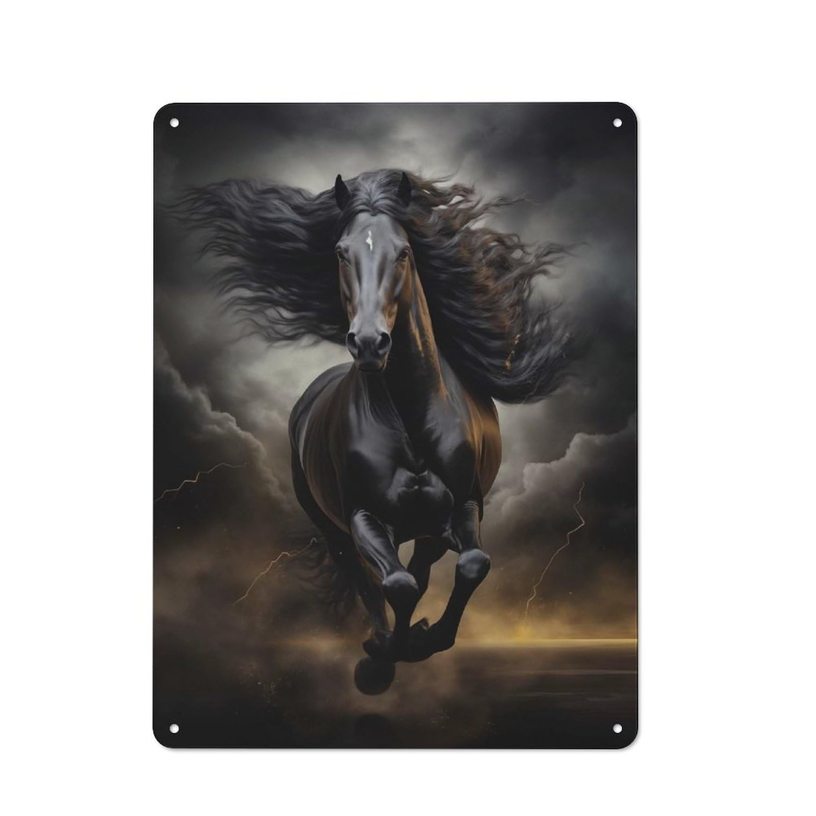 Junmoney Black Horse Galloping Shop Front Style Metal Wall Decor 40X30cm, Vintage Metal Sign For Tea Room, Shop Wall Or Breakfast Area