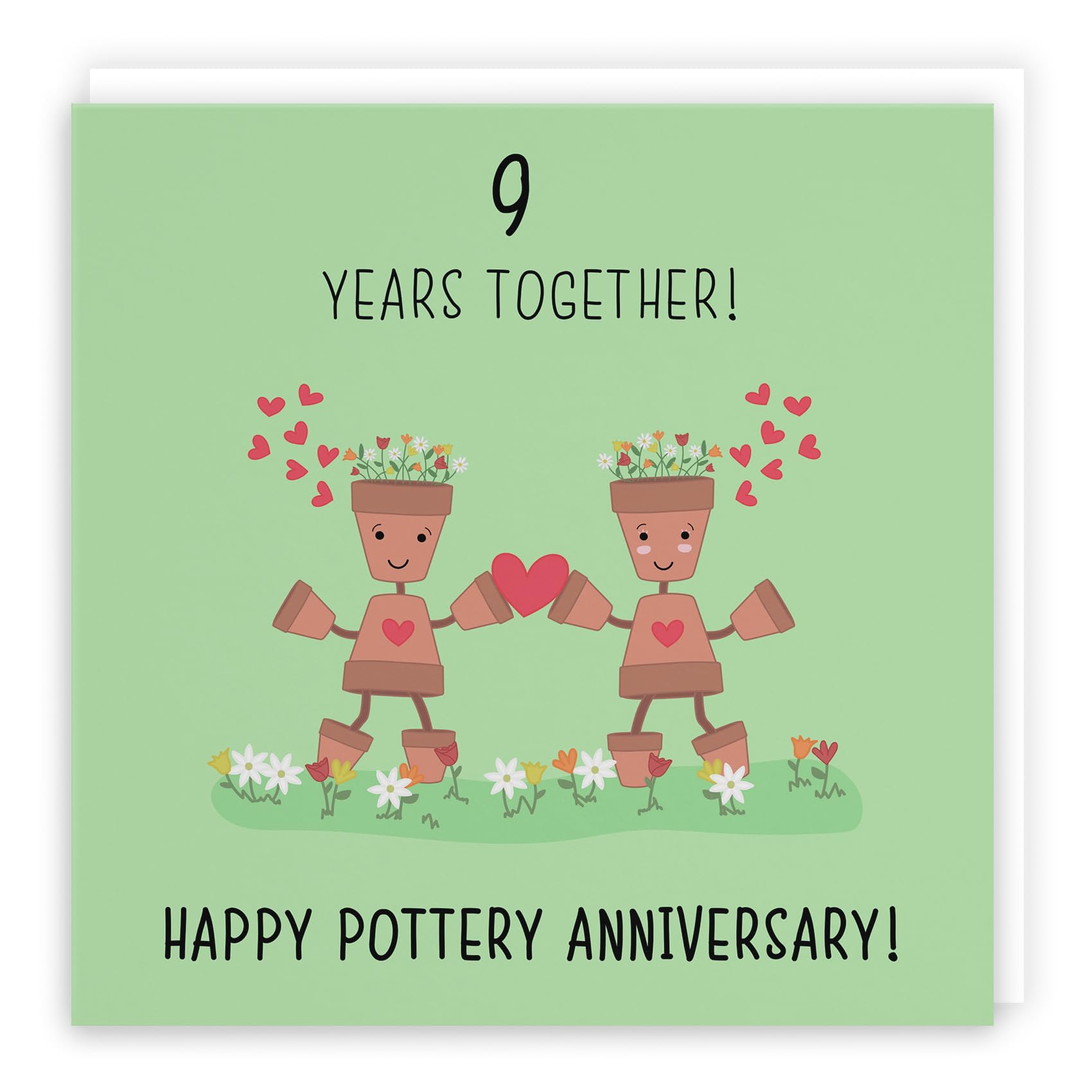 Hunts England - Large 9th Wedding Anniversary Card - Large Size - Pottery Anniversary - Iconic Collection - Large - 210 x 210 mm - 9 Years Cute Anniversary Card For Him, Her, Couples, etc. — image 1