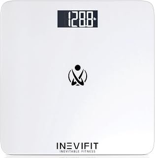 INEVIFIT Digital Bathroom Scale - 400 lb Accurate Body Weight Scale with Tempered Glass Platform & Batteries Included