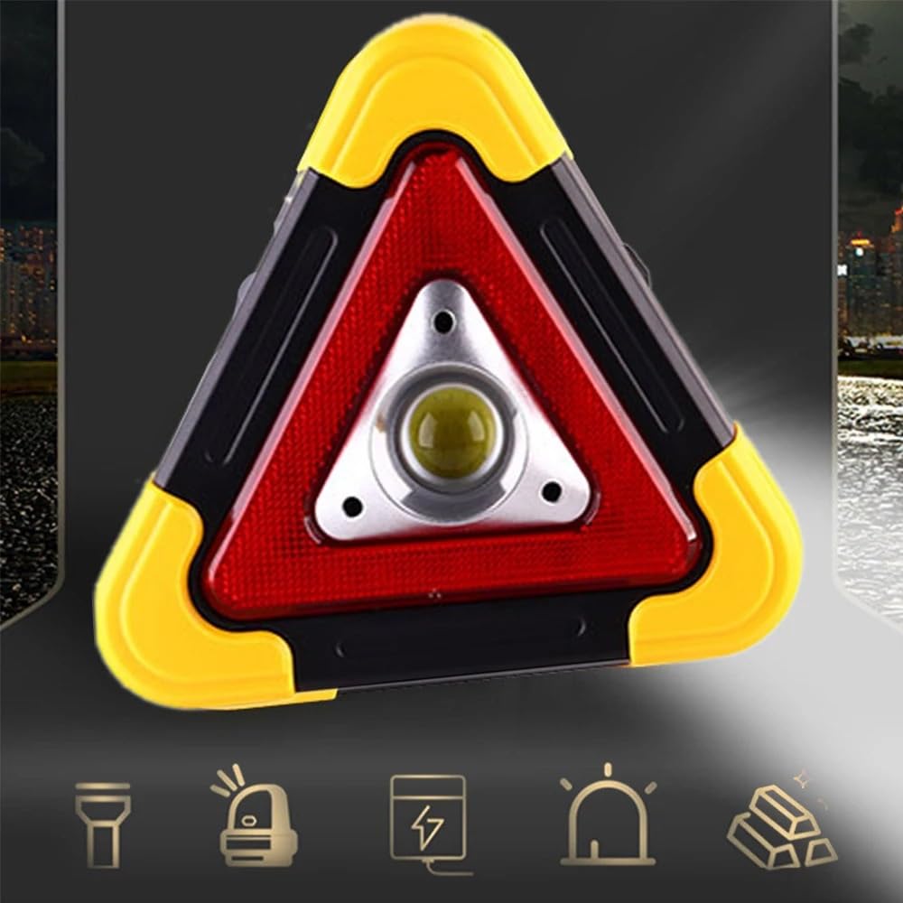Warndreieck Dreieckiges Warnschild, dreieckiges Auto-Arbeitslicht, Verkehrssicherheit, Notfall-Pannen-Alarmlampe, tragbar