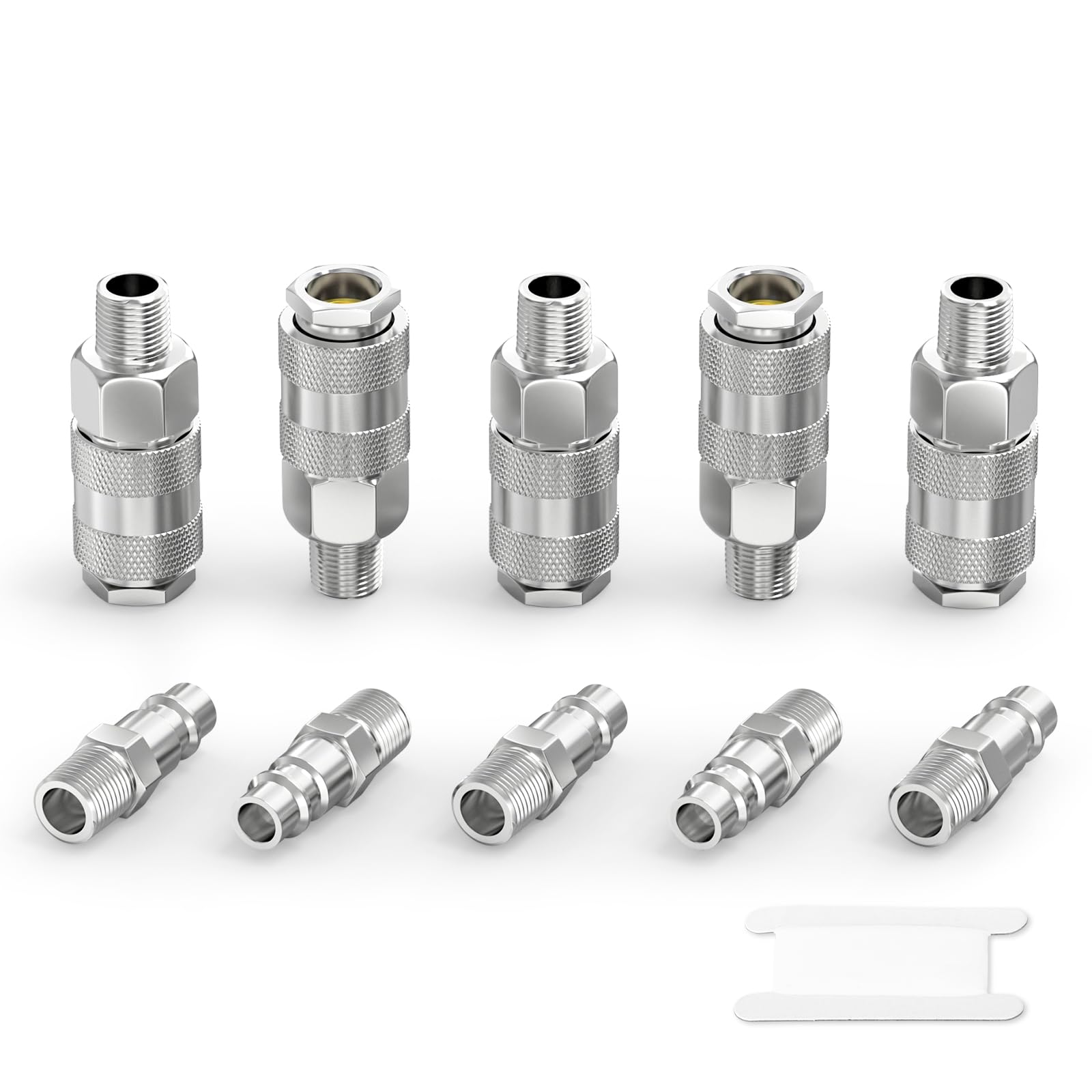GASHER 10PCS 1/4 Inch Air Line Connectors, 1/4" BSP Male Thread Euro Airline Hose Compressor Fittings