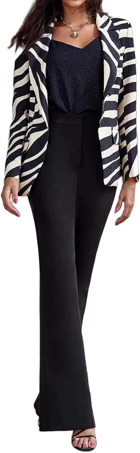 Women's Long Sleeve Notch Lapel Work Suit Blazers Open Front Causal Jacket Outwear with Pockets - Image 4