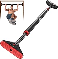 Sportneer Doorway Pull Up Bar No Screw - Adjustable 29.5-37in, 440lbs Thickened Steel Chin Up Bar for Home Gym Workouts (Black-Red)