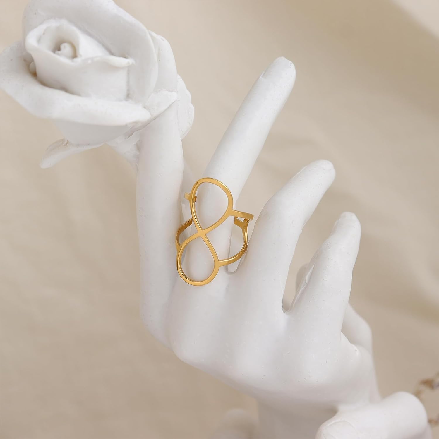 Gold Rings for Woman, Statement Trendy Gold Plated Adjustable Stackable Ring Prom Holiday Jewelry Gift - Image 7