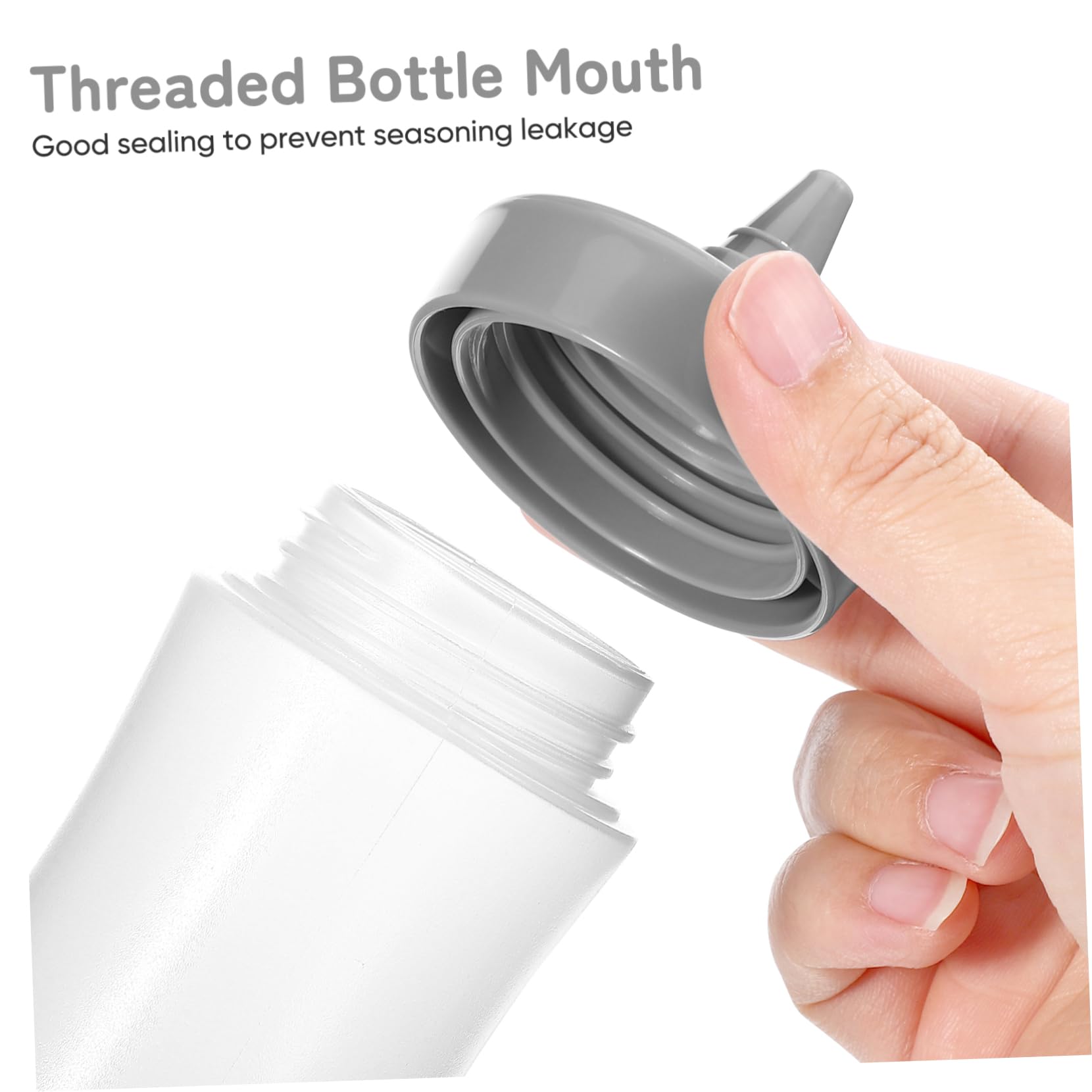 BESTYASH 4Pcs Grey Plastic Squeeze Sauce Bottles Food Grade Condiment Dispenser with Leak Lid for Ketchup Mustard Bbq Sauces and Salad Dressings