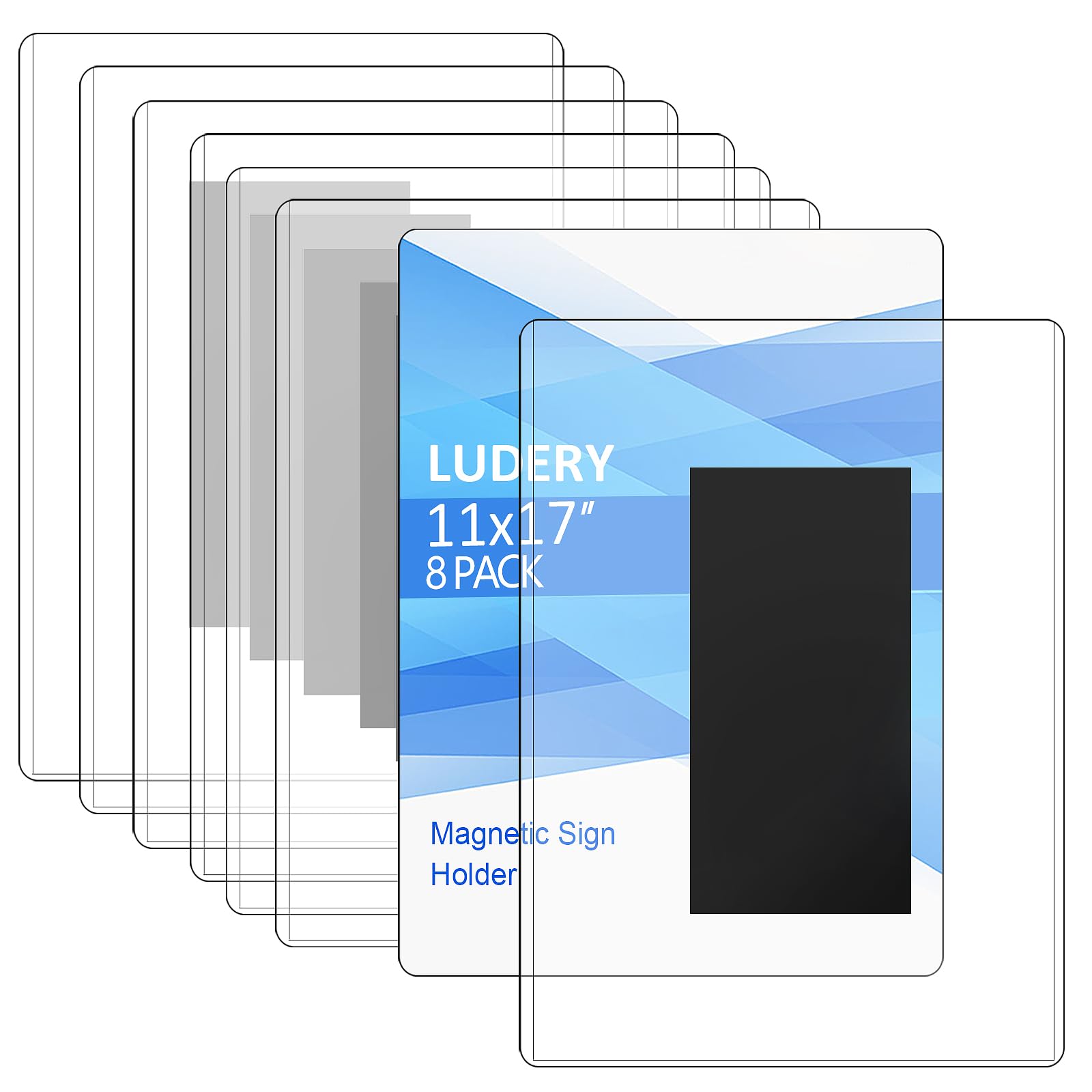 Photo 1 of 11x17 Magnetic Sign Holder, Clear Plastic Wall Sign Holder, Document Frames with Magnet Borders for Posters, Perfect for Office Retail Store Wall Display, Warehouse &Lift Document Display - 8 Pack